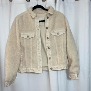 Cream jean/teddy/sherpa jacket